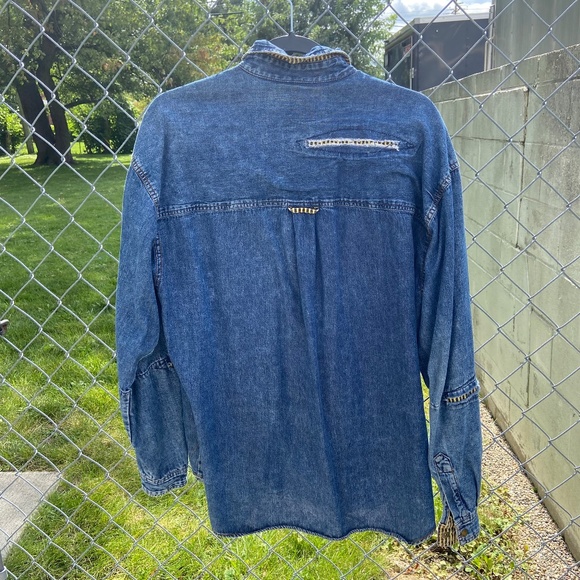 Vintage 90s Get Used By Elie Denim Jean Jacket Mens Medium Snap Button Up Shirt - Picture 5 of 9